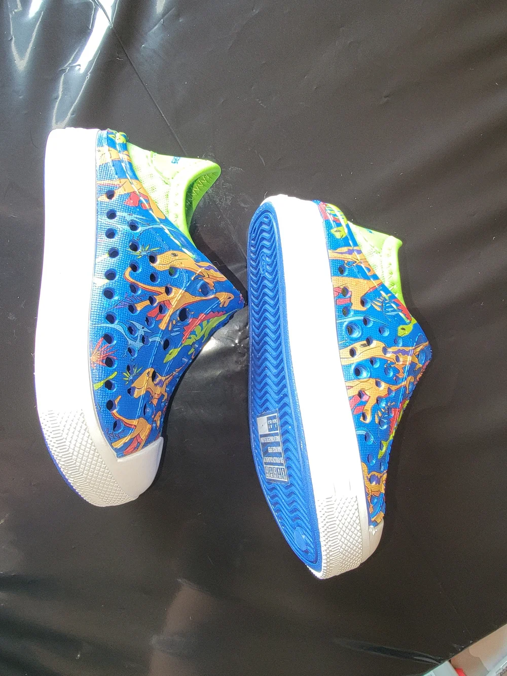 Kids Blue Dino Print Slip-On Clogs